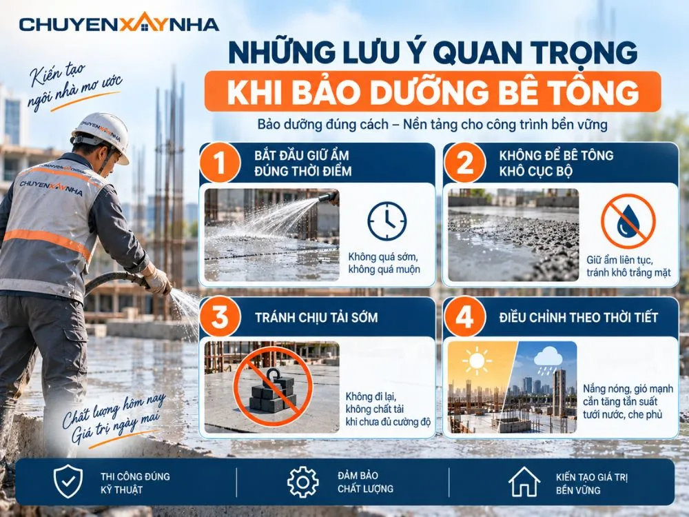 Những lưu ý quan trọng khi bảo dưỡng bê tông