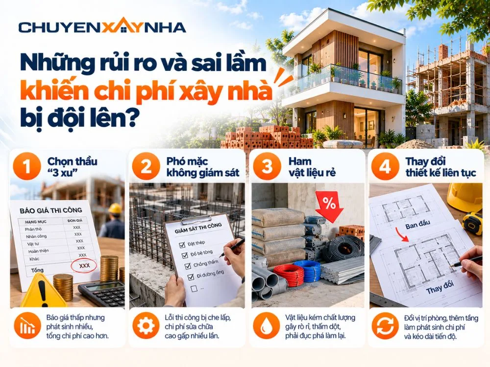 Những rủi ro và sai lầm nào khiến chi phí xây nhà bị đội lên