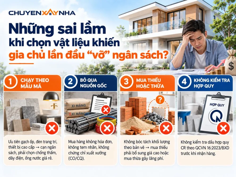 Những sai lầm khi chọn vật liệu khiến gia chủ lần đầu