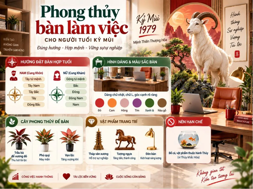 Phong thủy bàn làm việc cho người tuổi Kỷ Mùi