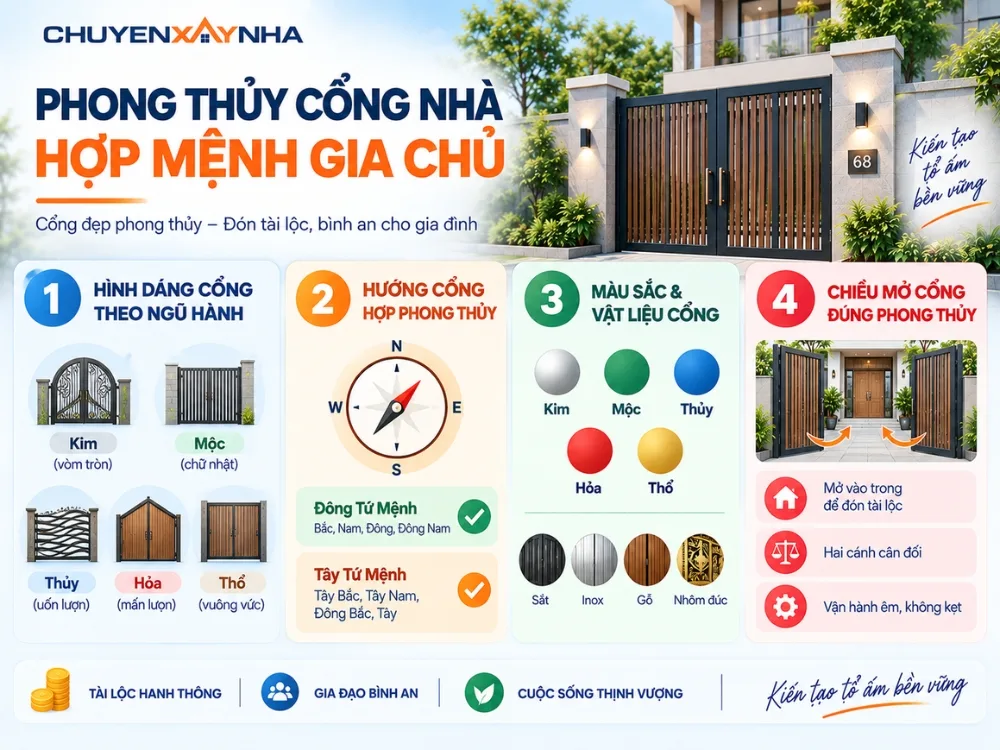 Phong thủy cổng nhà hợp mệnh gia chủ