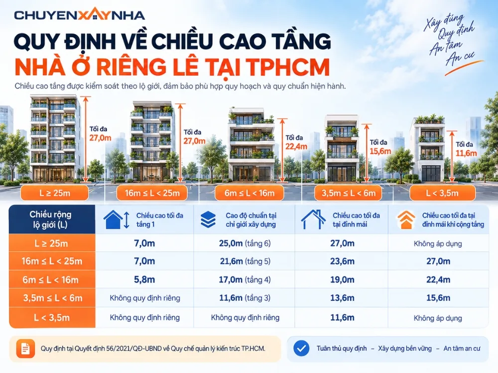 Quy định về chiều cao tầng nhà ở riêng lẻ