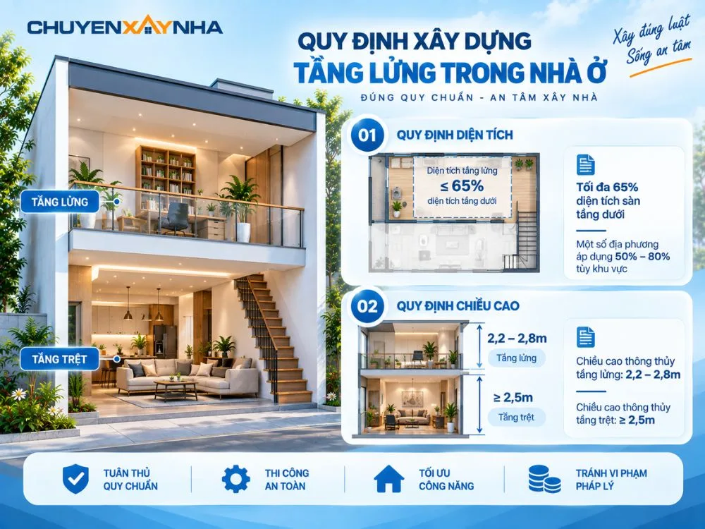 Quy định xây dựng tầng lửng trong nhà ở