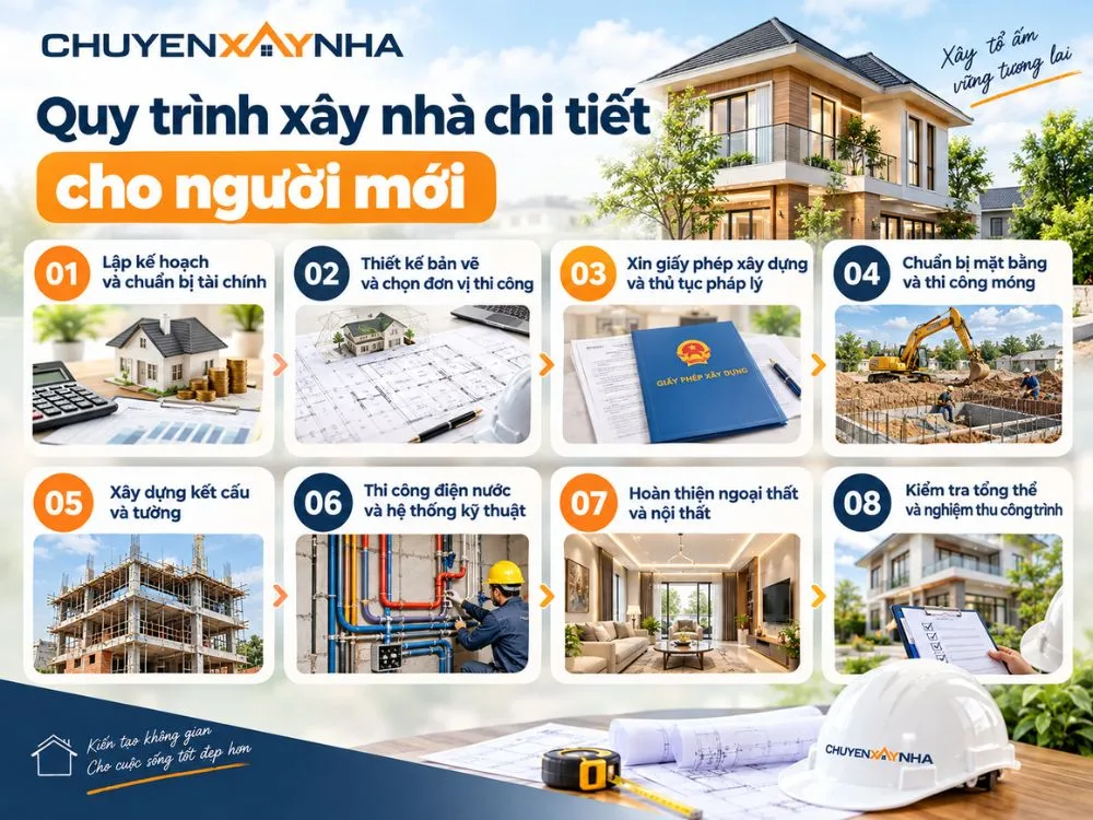 Quy trình xây nhà chi tiết cho người mới