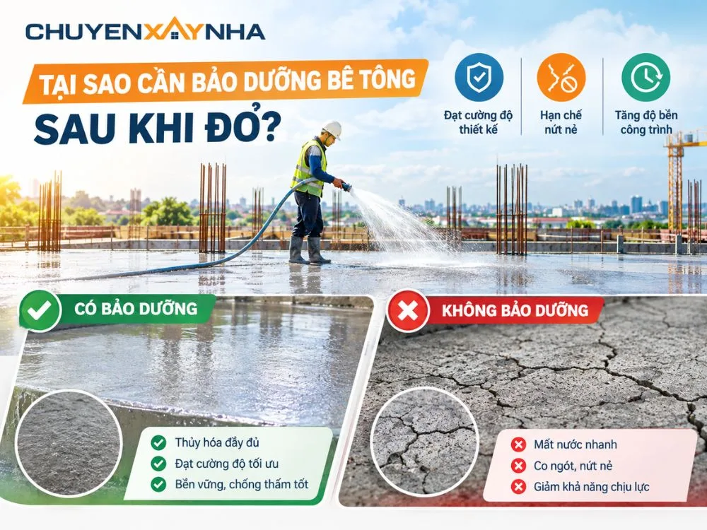 Cần bảo dưỡng bê tông sau khi đổ