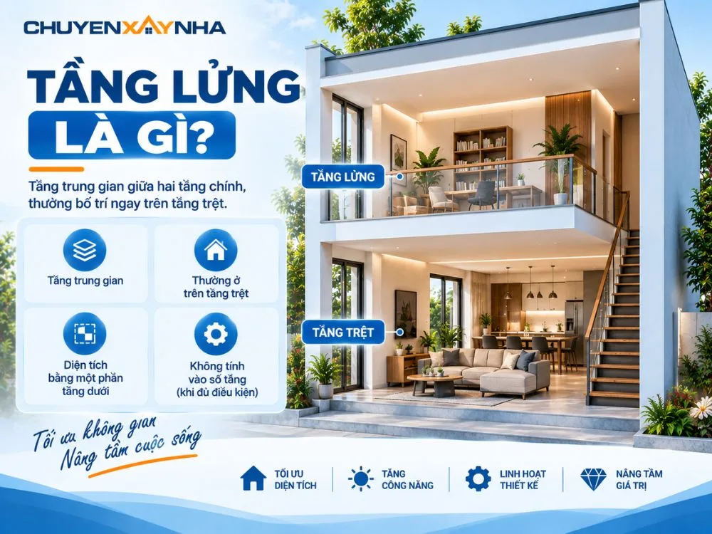 Tầng lửng là tầng trung gian nằm giữa hai tầng chính