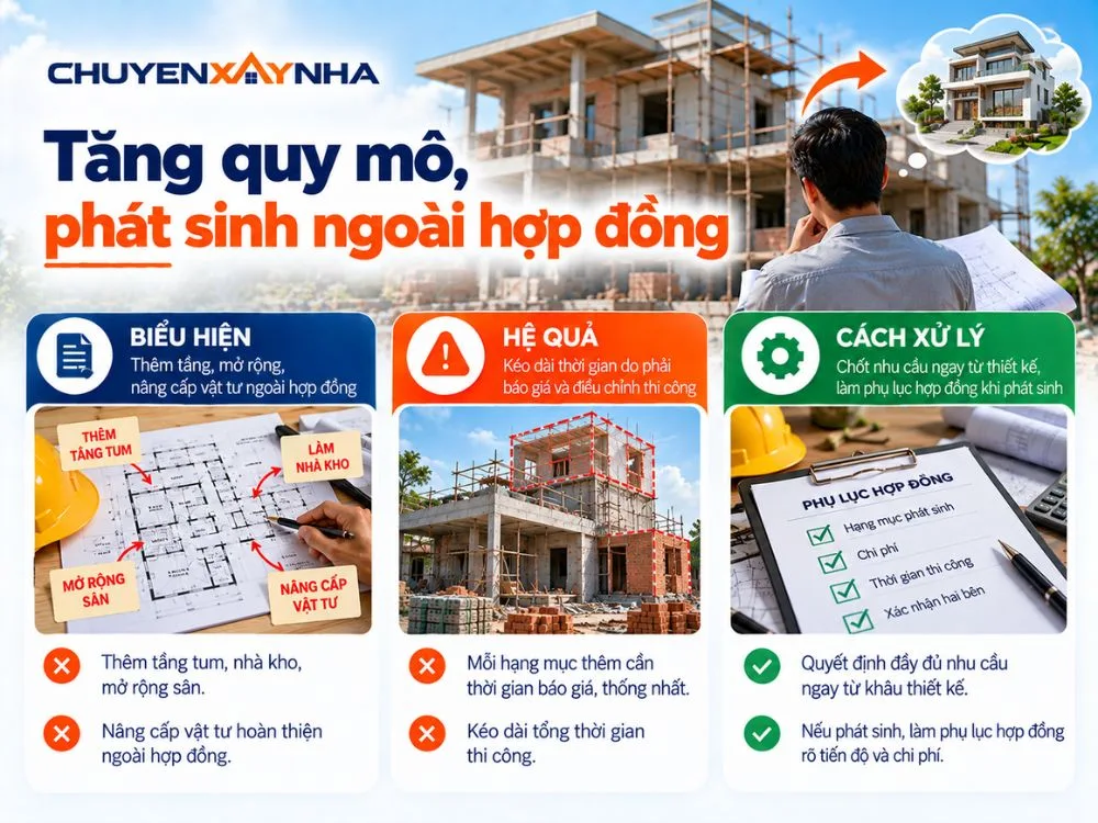 Tăng quy mô, phát sinh ngoài hợp đồng