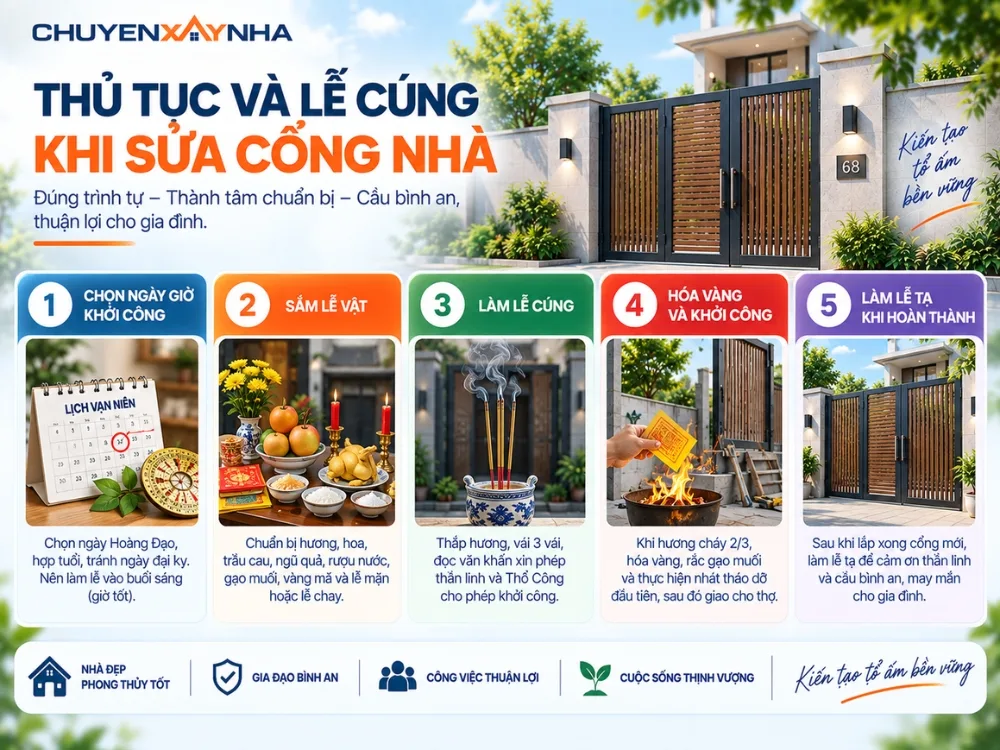 Thủ tục và lễ cúng khi sửa cổng nhà