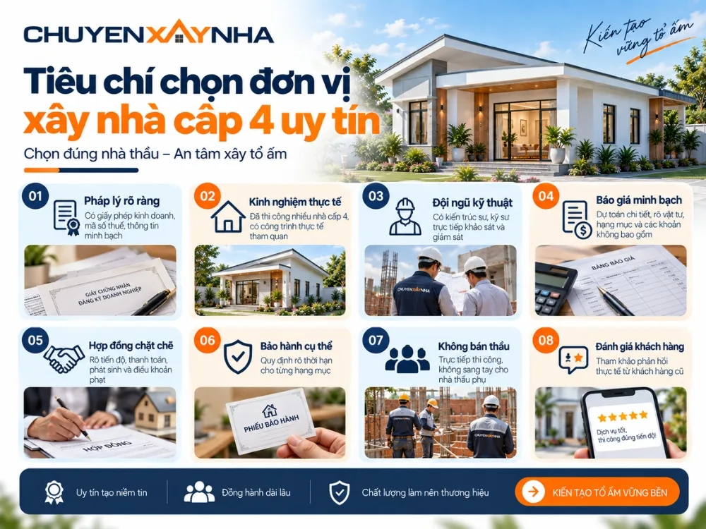 Tiêu chí chọn đơn vị xây nhà cấp 4 uy tín