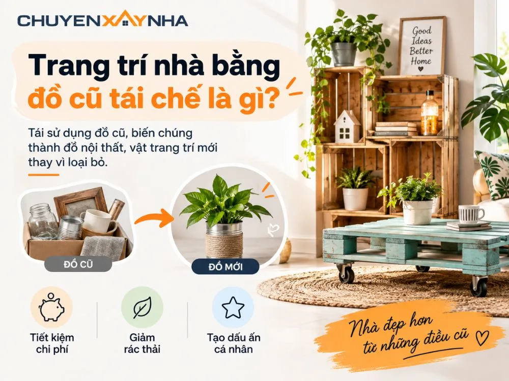 Trang trí nhà bằng đồ cũ tái chế