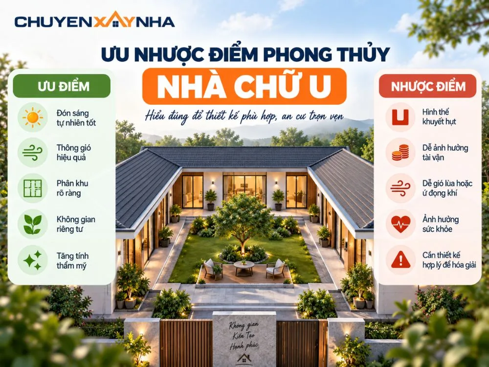 Ưu nhược điểm phong thủy nhà chữ U