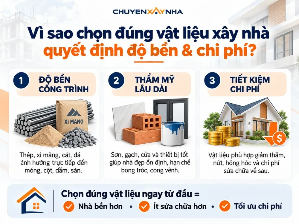 Chọn đúng vật liệu xây nhà quyết định độ bền và chi phí