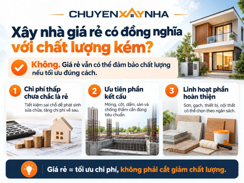Xây nhà giá rẻ không đồng nghĩa với chất lượng kém