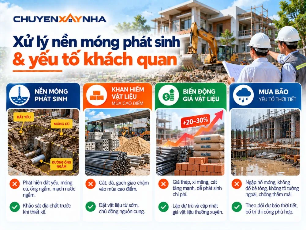 Xử lý nền móng phát sinh & yếu tố khách quan