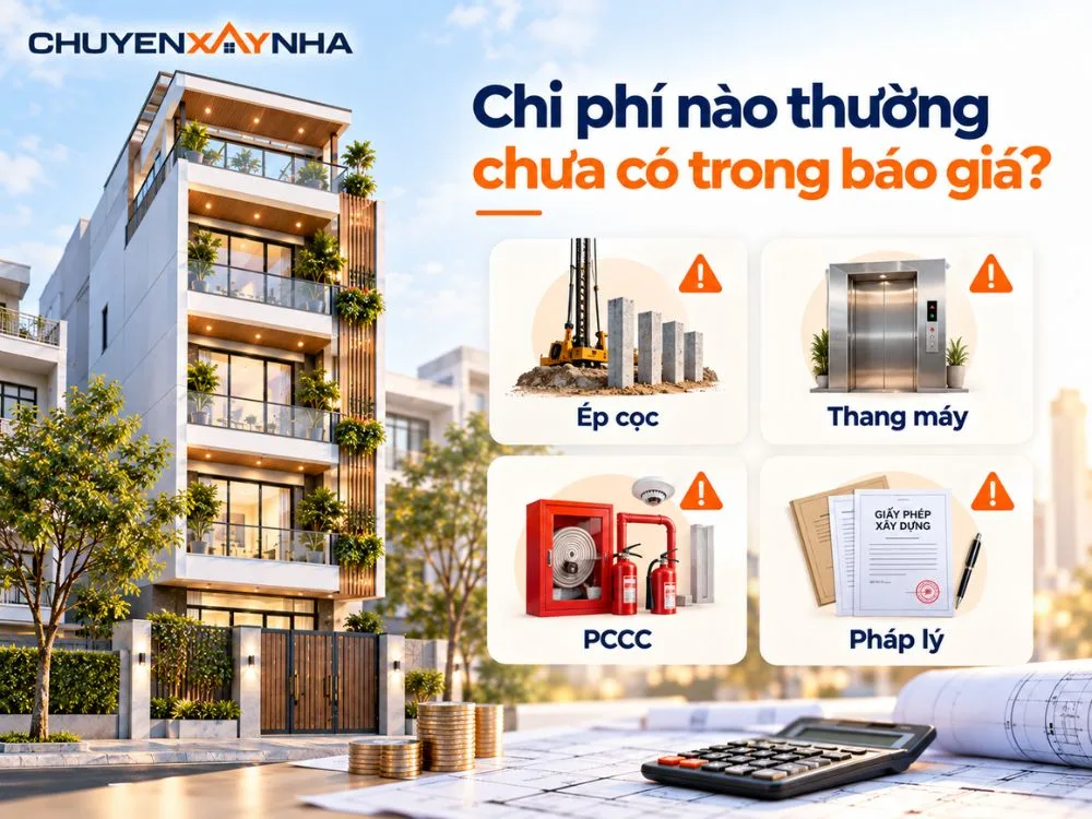 Những chi phí nào của nhà 5 tầng không xuất hiện trong báo giá ban đầ
