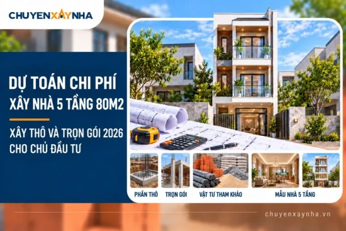Dự toán chi phí xây nhà 5 tầng 80m2
