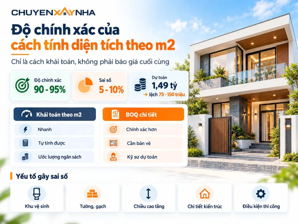 Độ chính xác của cách tính diện tích theo m2