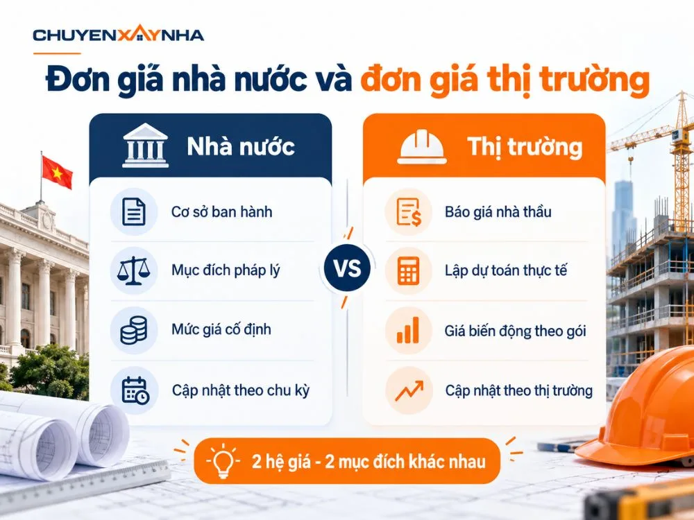 Đơn giá nhà nước và đơn giá thị trường