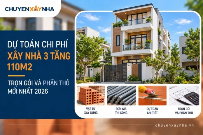 Dự toán chi phí xây nhà 3 tầng 110m2