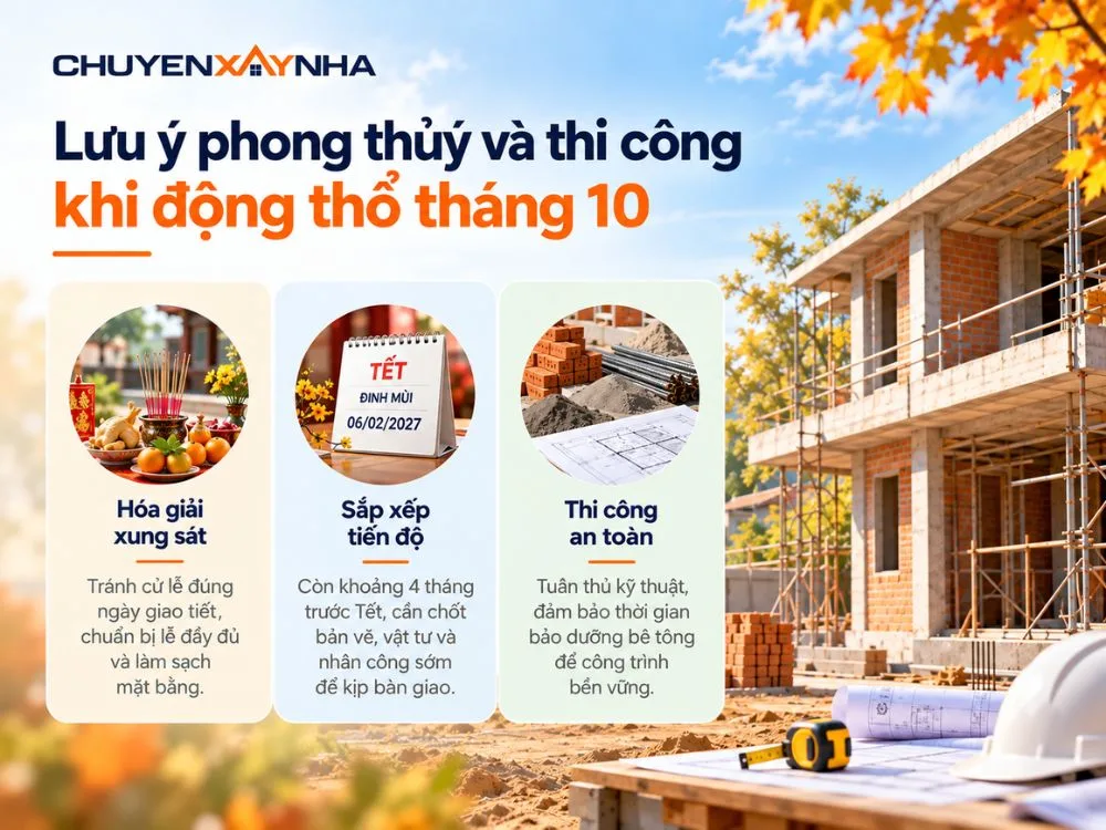 Lưu ý phong thủy và thi công khi động thổ tháng 10