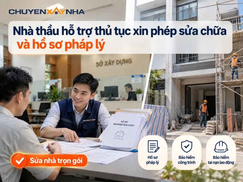 Nhà thầu hỗ trợ thủ tục xin phép sửa chữa và hồ sơ pháp lý
