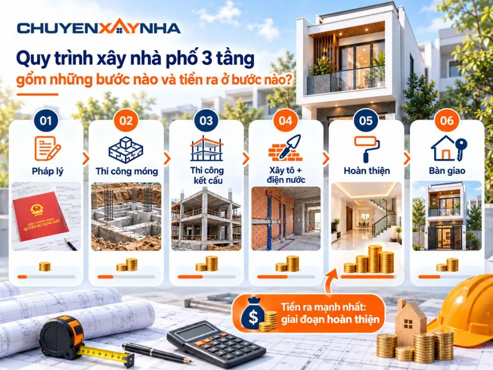 Quy trình xây nhà phố 3 tầng