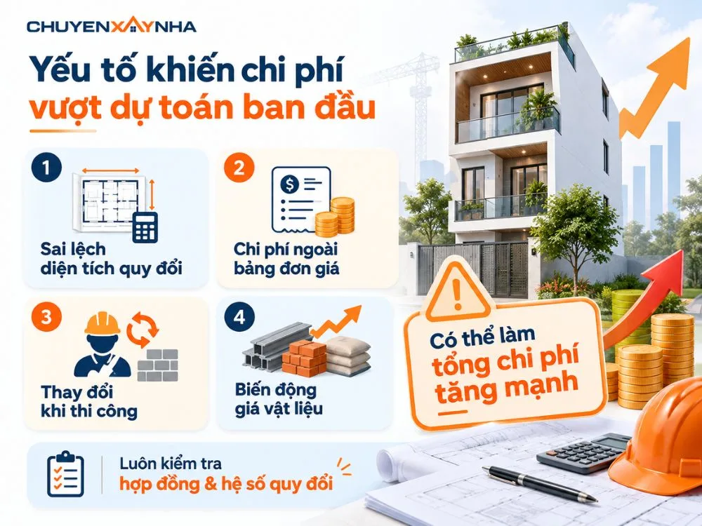 Những yếu tố khiến chi phí quyết toán vượt đơn giá dự toán ban đầu